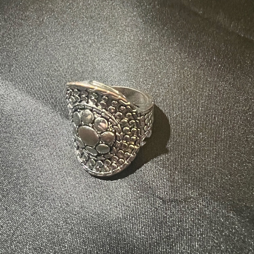 Statement Silver Tone Peruvian Sunburst Ring - image 3
